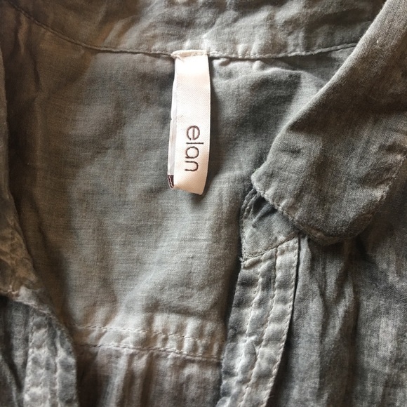 Elan top acid wash type lightweight button up blouse top - Picture 3 of 5